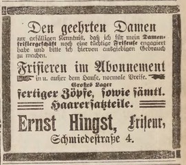 inserat Zöpfe. Stolper Neueste Nachrichten Nr. 231 01.10.1911 inserat Zöpfe. Stolper Neueste Nachrichten Nr. 231 01.10.1911